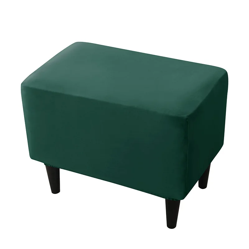 Footstool Cover Soft Velvet Ottoman Stool Cover  Elastic Cover Sofa Slipcover Furniture Protection Pedal Cover 5