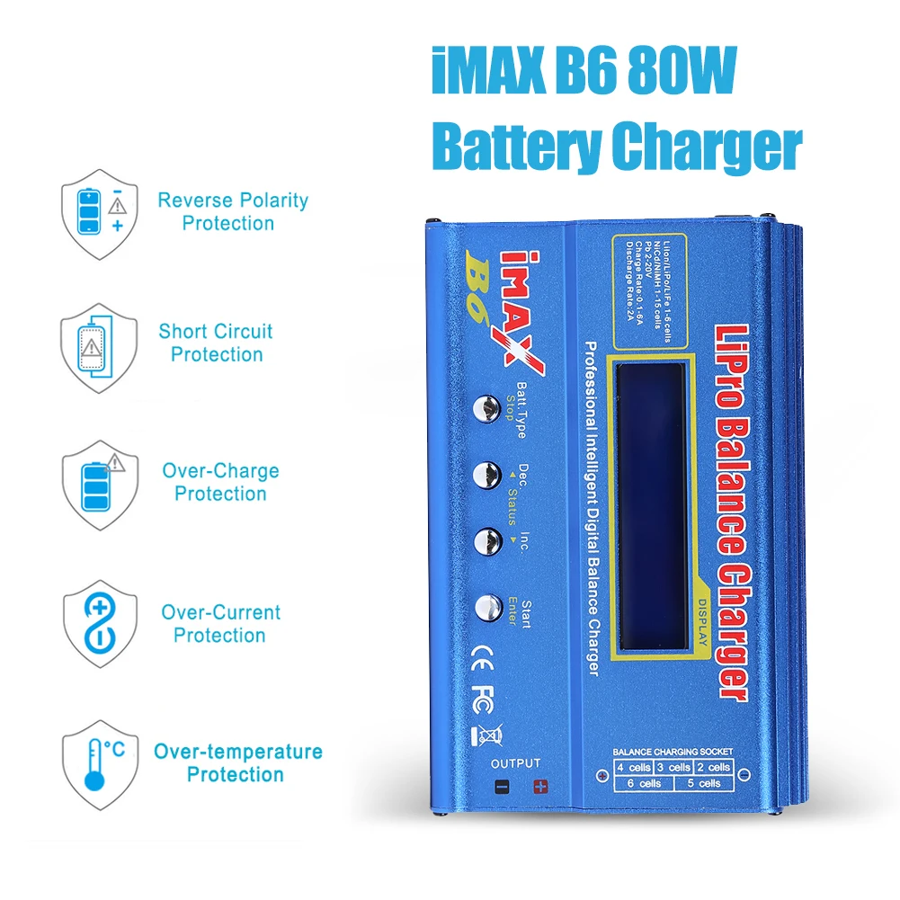 IMAX B6 80W Lipo 밸런스 충전기, 15V 6A AC 전원 공급 장치 옵션 포함, Lipo NiMh 리튬 이온 Ni-Cd 디지털 배터리 방전기
