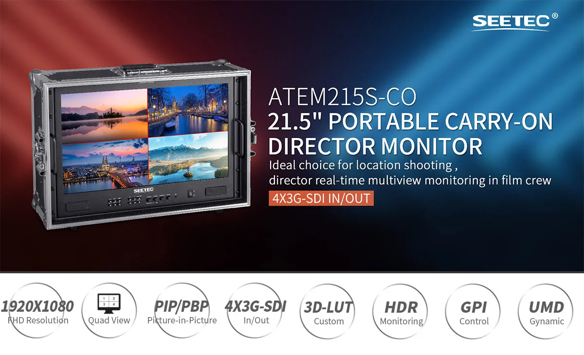 ATEM215S-CO 21.5 Inch Portable Carry-on Multi-camera Director Monitor Full HD 19