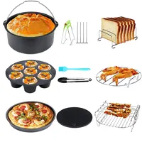 7 Inch/8 Inch Air Fryer Accessories Set Food-grade Airfryer Accessories with Cake Basket Pizza Pan Stainless Steel Skewer Rack 1