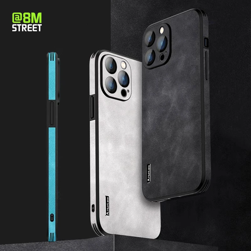 Lambskin Leather Phone Case For iPhone 12 13 14 Pro Max 14Plus 14 Retro