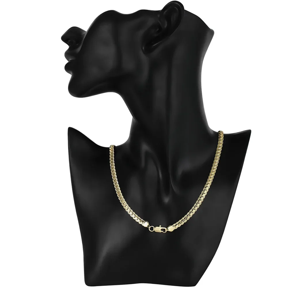 18K Gold 18-24inch 45-60cm 5mm Full Side Chain Necklace for Women Men Fashion Wedding Party Charm Jewelry For gold necklace