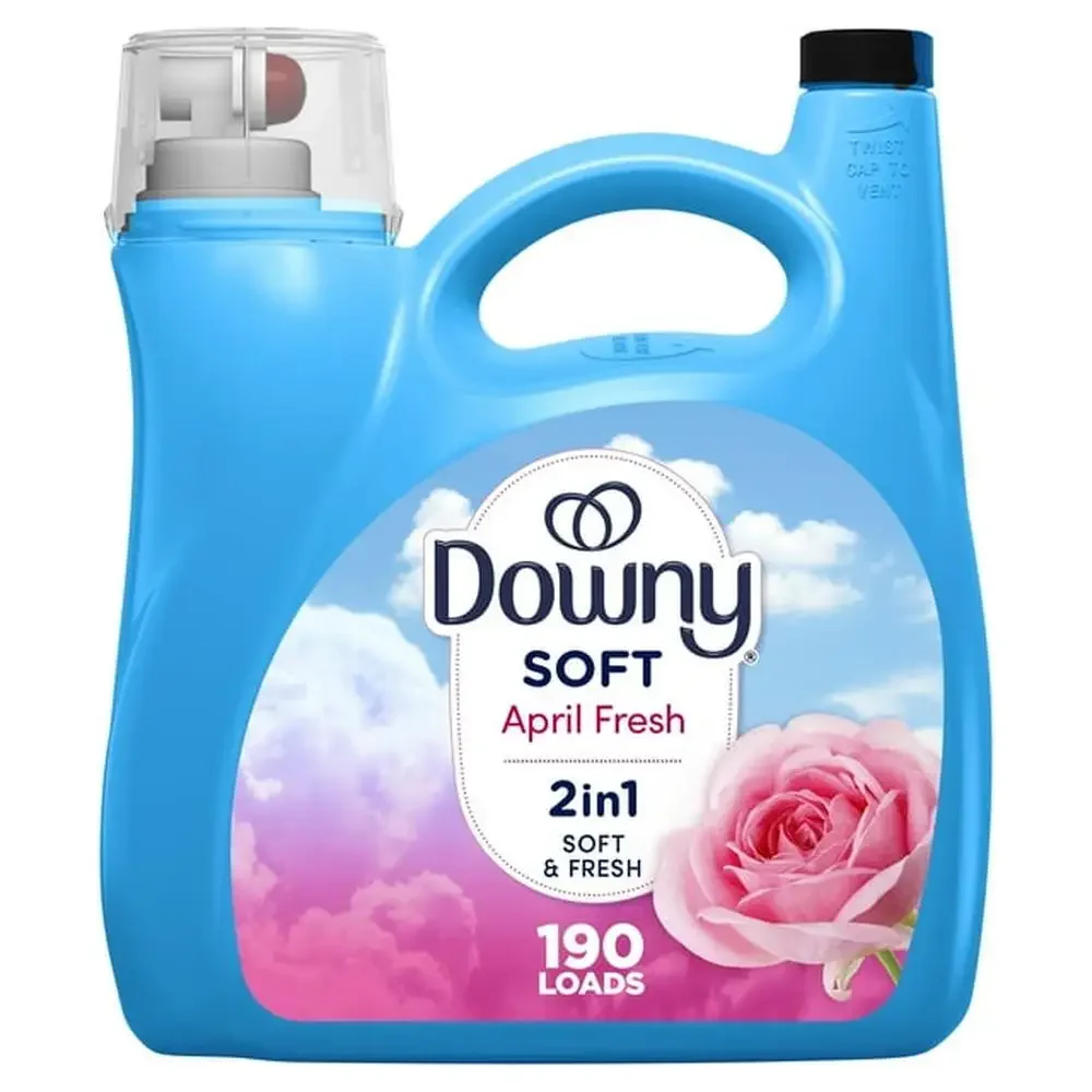 Fabric Softener Sheets Downy 2 in 1 Liquid Concentrated with April Fresh Scent 140 fl oz 190 Loads Odor Eliminating Safe All Machines
