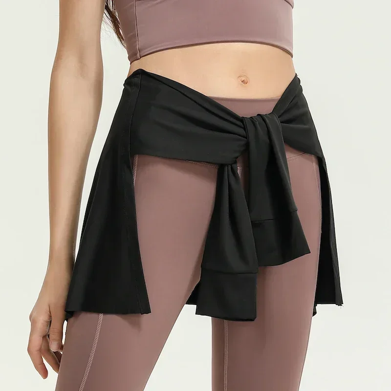 

Женская юбка с запахом для тренажерного зала, одежда для тренировок, танцевальные балетные юбки, спортивное платье для йоги, короткая юбка с накидкой на бедро