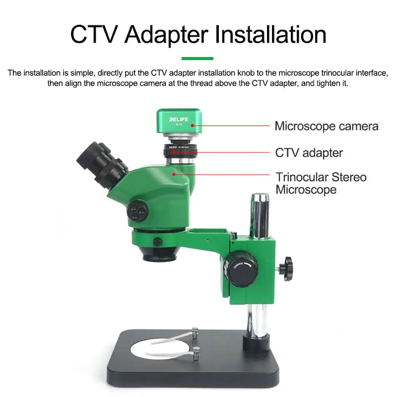 RELIFE M-28 CTV Converter 0.35X 0.5X Lens Adapter C Mount Trinocular Microscope Camera - Image 3