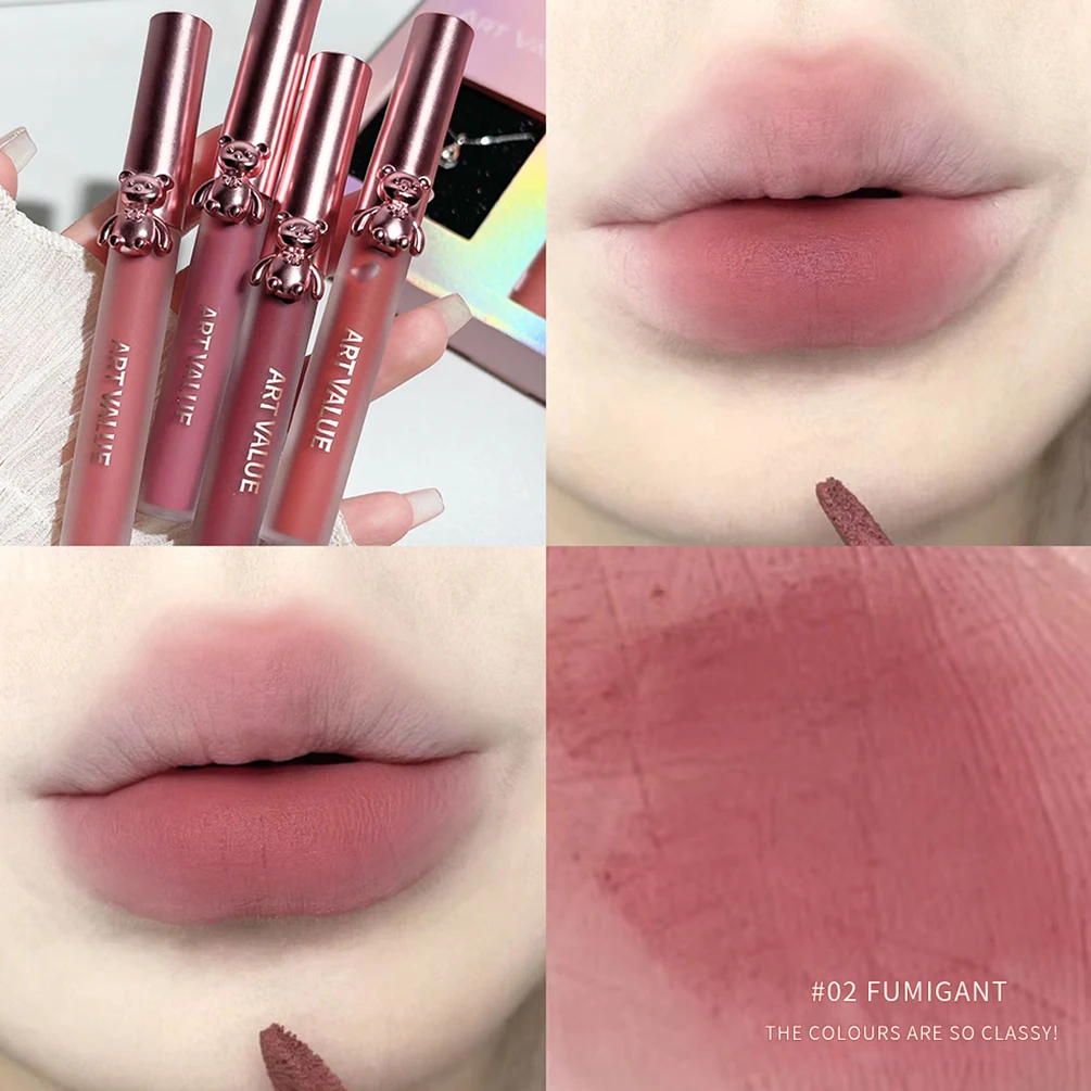 Matte Liquid Lipstick Lip Gloss Set Moisturizing Sexy Makeup Mirror Lip Glaze Necklace Lipgloss Cosmetics For Women Perfect Gift 3