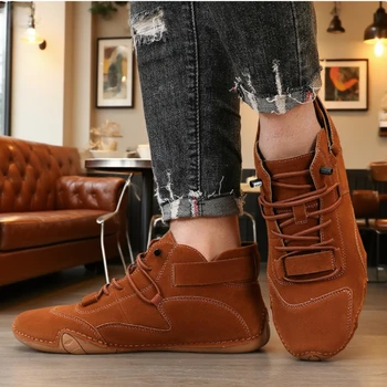 أحذية رجالية عارية ماركة فاخرة قابلة للتنفس أحذية بدون كعب مسطحة ناعمة مريحة وبسيطة عالية الجودة بأربطة سهلة الارتداء للمشي لمسافات طويلة 6