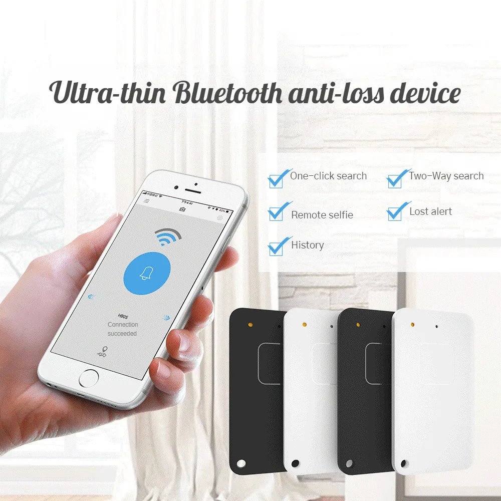 

HB05 Ultra-Thin Bluetooth Anti-Loss Device Mobile Wallet Key Finder Anti-Theft Bidirectional Alarm Finder Electronic Gift