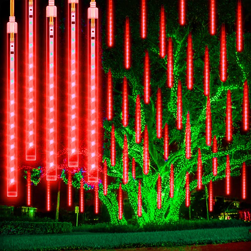 thumbnail image 1 of Cadena de luces LED para lluvia de meteoritos para exteriores, resistente al agua, para fiestas navideñas, decoraciones de jardín y vacaciones, 1 of 5