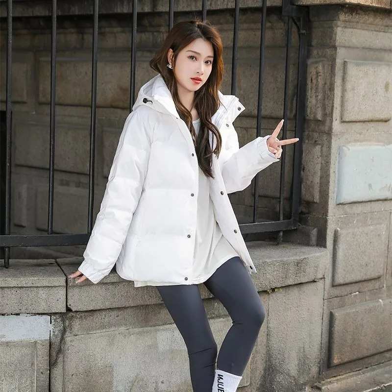 2023 New Women Down Jacket Winter Coat Female Keep Warm Thick Parkas Fashion Hooded Outwear Short Loose Overcoat XS-3XL