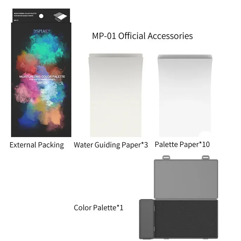 DSPIAE water-based pigment moisturizing box, color palette, wet box, wet tray, model coloring water guide paper