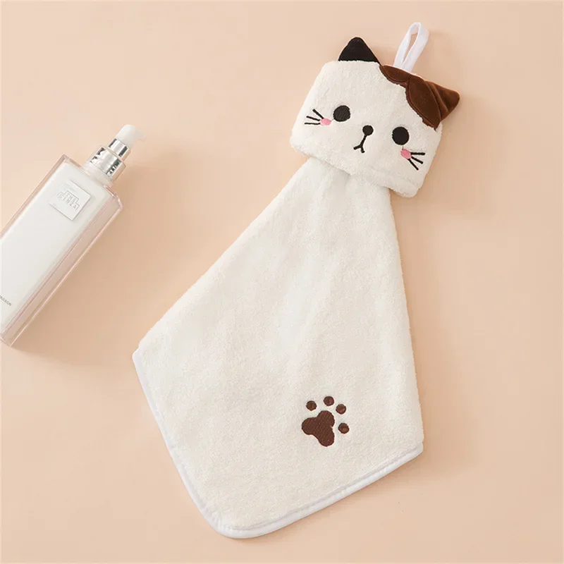 Cute cat kitchen cleaning towel coral velvet hand towel bathroom hanging absorbent dishcloth soft cleaning cloth rag 6 Cute cat kitchen cleaning towel coral velvet hand towel bathroom hanging absorbent dishcloth soft cleaning cloth rag 6