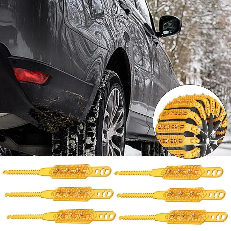 Car Snow Chain 6x Tire Traction Chain Winter Driving Security Anti Skid Snow Chains Thicken Lightweight Grips For