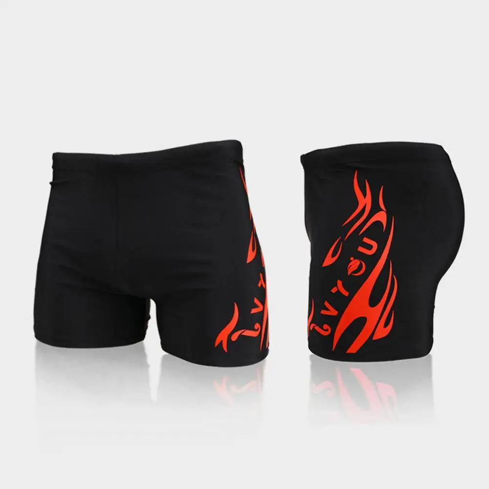 Men High Waist Swim Trunks Summer Men Swim Shorts Flame Print High Waist Men's Shorts for Beach Sports Tight for Summer