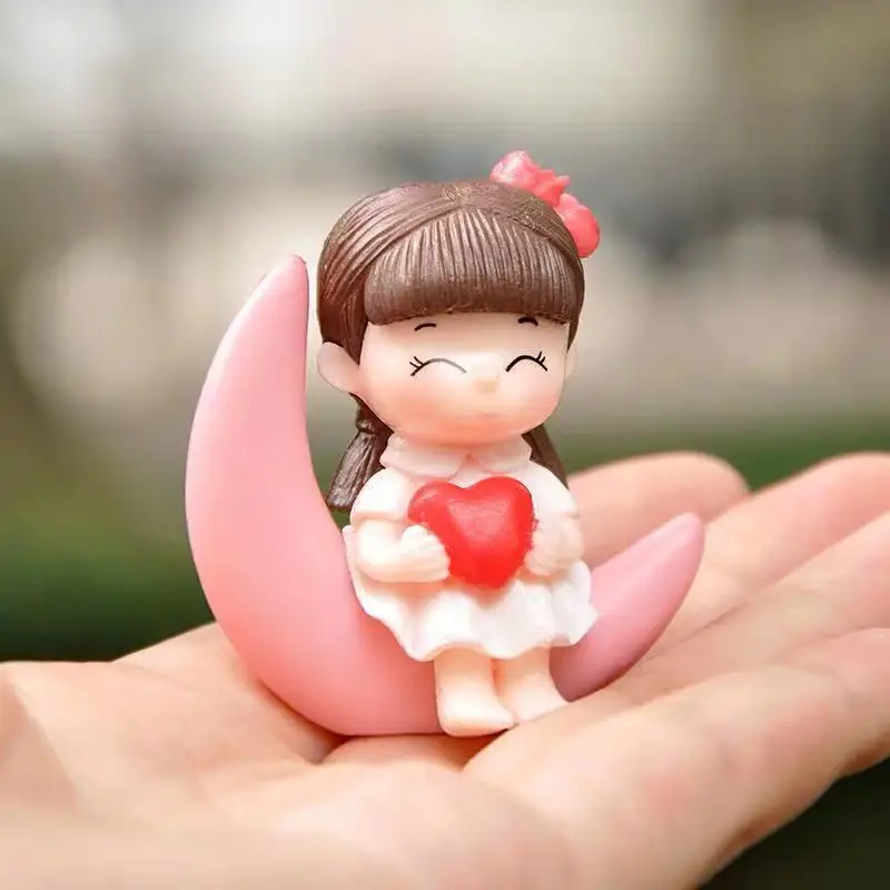 

2 Pcs Moon Couple Wedding Baking Blind Box Micro Landscape Decoration Doll Creative Craft Keychain Doll Car