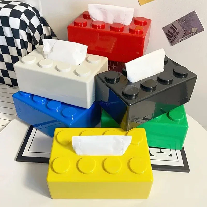 Spring Building Block Tissue Box Wall-mounted Paper Holder Bathroom Waterproof Face Towel Storage Box Punch-free Tissue Boxes 2
