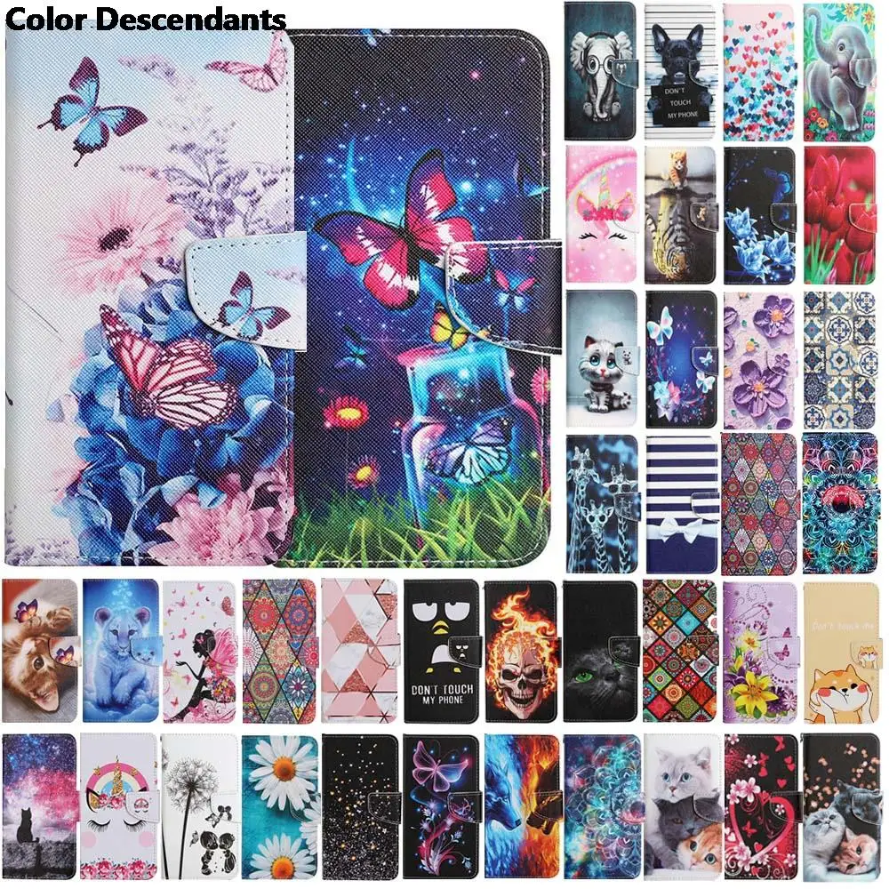 Custodia In Pelle Flip Phone Per Apple Iphone 13 Pro Max 12 Mini 12Pro Cat Butterfly Pattern Portafoglio Porta Carte Stand Cover Posteriore Etui