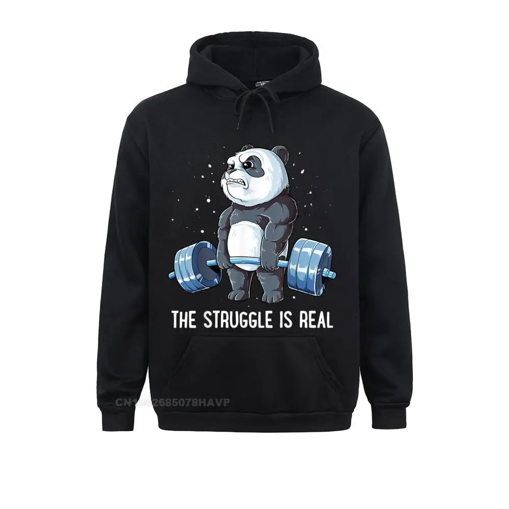 

Panda The Struggle Is Real Weightlifting Fitness Gym Funny Hoodie Camisa Men Hoodies Hoods New Fashion Long Sleeve Sweatshirts