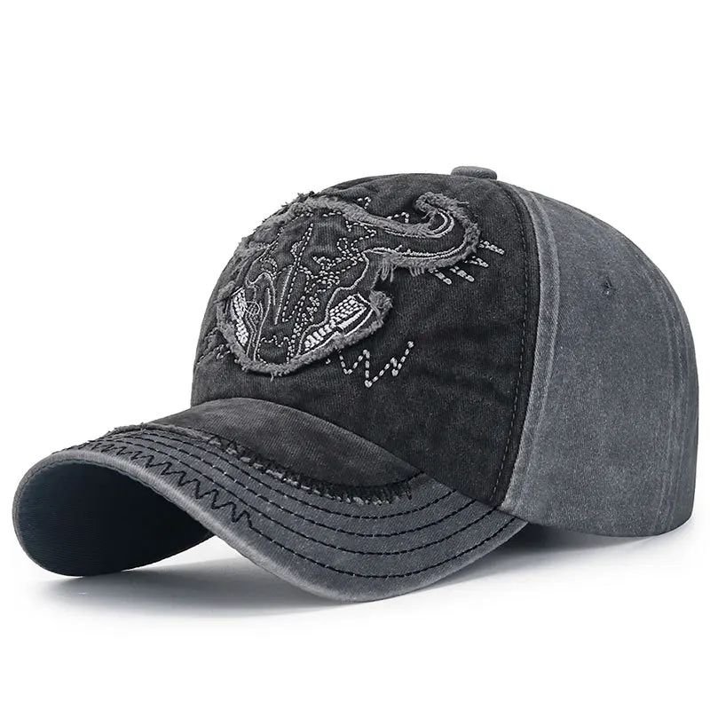 Baseball Cap Denim Adjustable Unisex Punk Style Sun Hat Cotton_voghion.com