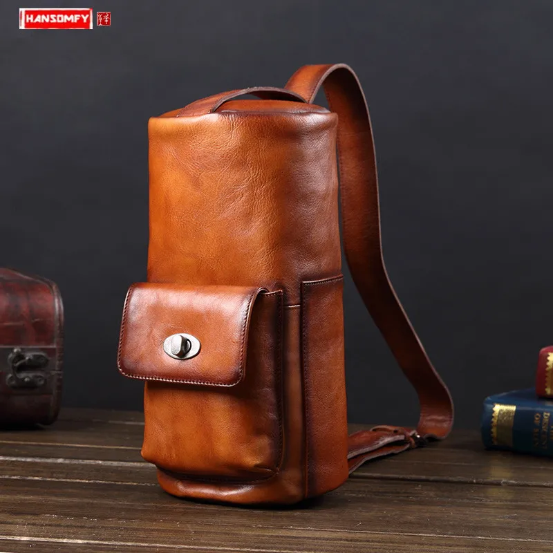 Men's Bag Leather Men Chest Bag Genuine Leather Handbag Shoulder Bag