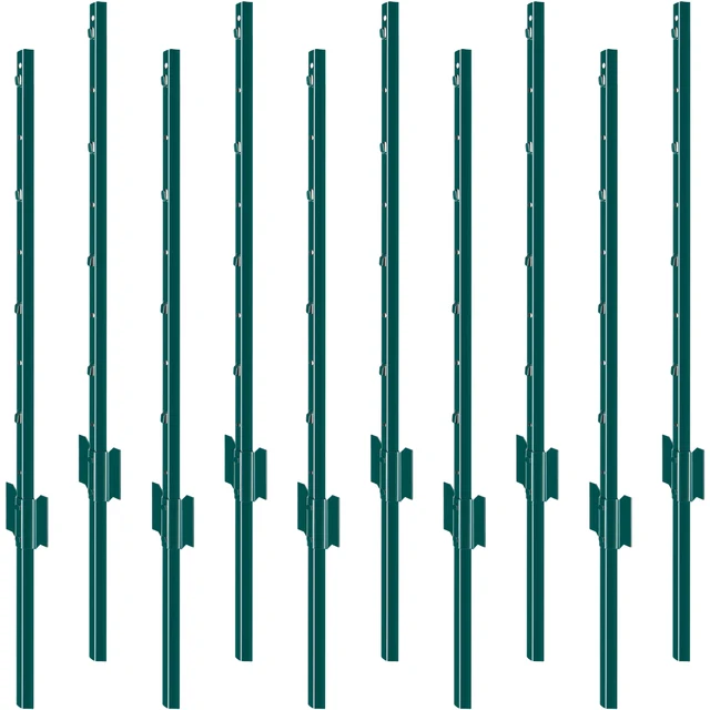 SucceBuy Fence Post T-Post Heavy Duty Metal Fence Post Sturdy Steel Fence Stakes for Garden Yard Lawn Farms Outdoor Wire Fencing