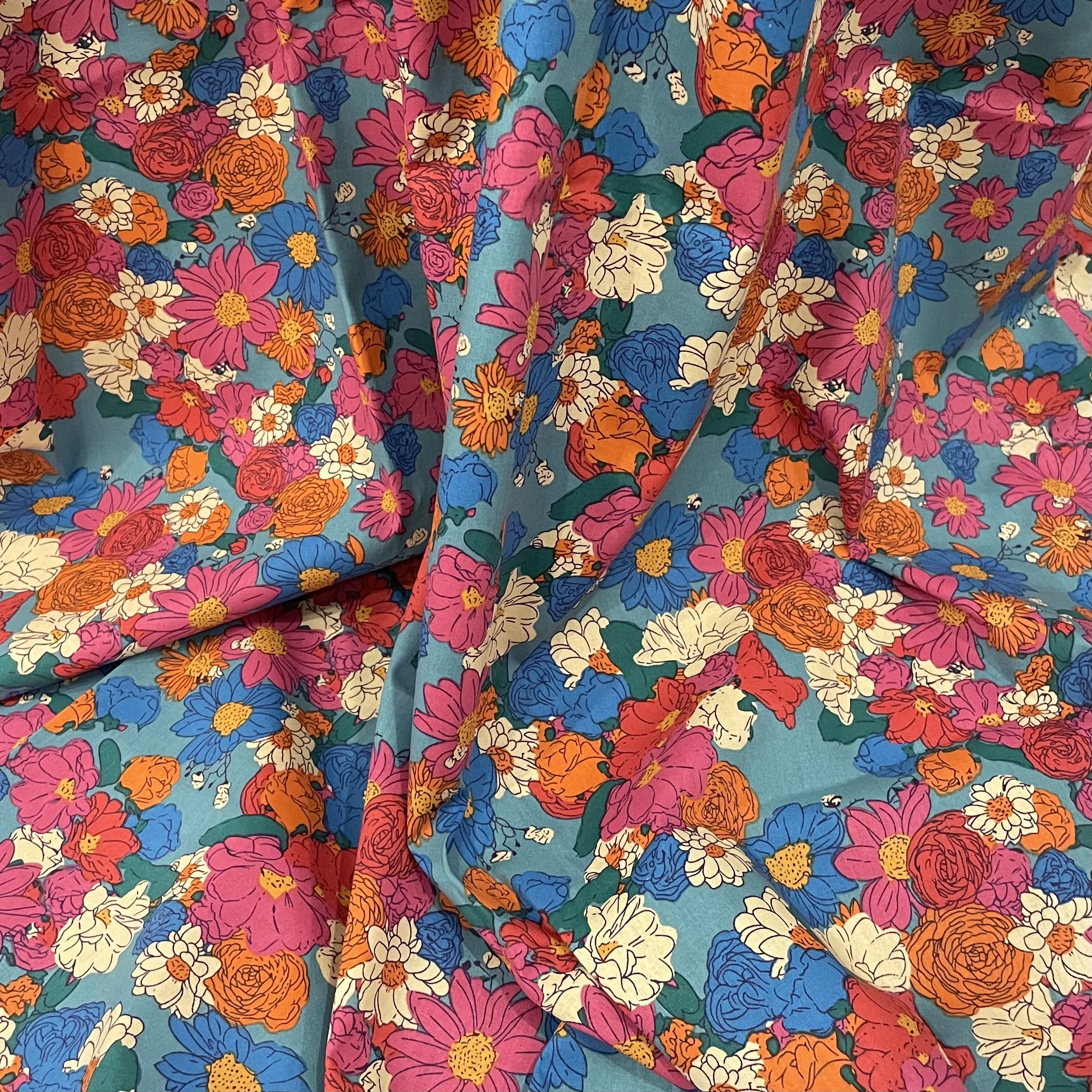 Abstract Retro Flower Cotton Poplin 40S Tissun Liberty Fabric Kids Baby Sewing Cloth Dresses Skirt DIY Handmade Patchwork cotton fabric,cotton poplin fabric