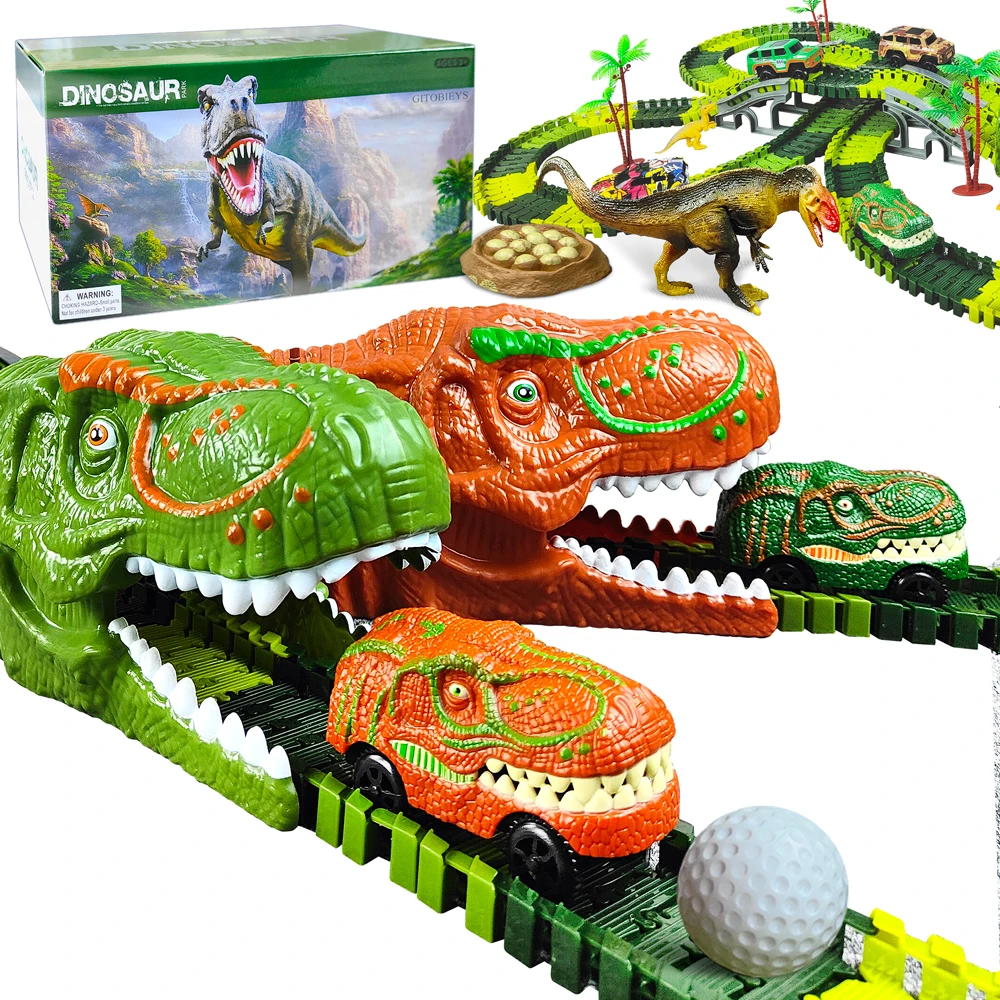 Dinosaur Toys, Dino Race Car Track with Flexible Track, Gift for Toddler  Kids Boys Girls 3 4 5 6 7 8 - AliExpress