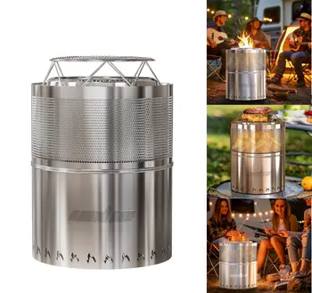 Outdoor Camping Fire Pit Stainless Steel Firewood Log Burner Stove Backyard BBQ Grill 1