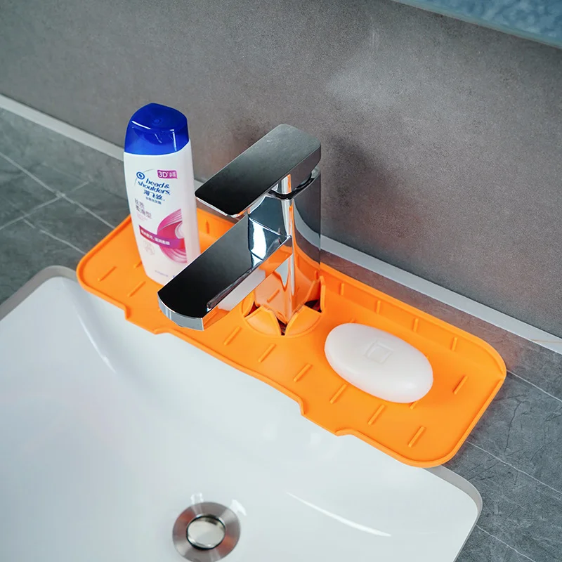 Silicone Drain Mat Faucet Mat Kitchen Sink Splash Pad Drainage Waterstop Bathroom Countertop Protector Quick Dry Tray