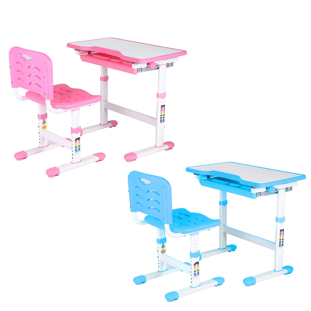 Adjustable Kids Study Homework Desk Chair Children Activity Art Table Set(Blue)