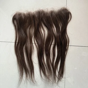 Topper per capelli frontale in pizzo pieno 13x2 con fascia elastica regolabile Nuovo parrucchino per capelli umani vergini da orecchio a orecchio