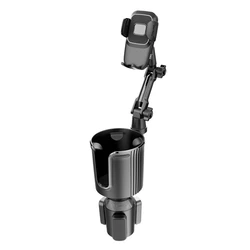 Universal Car Cup Holder with Adjustable Hands - Free Phone Mount and Expandable Base (Gray)
