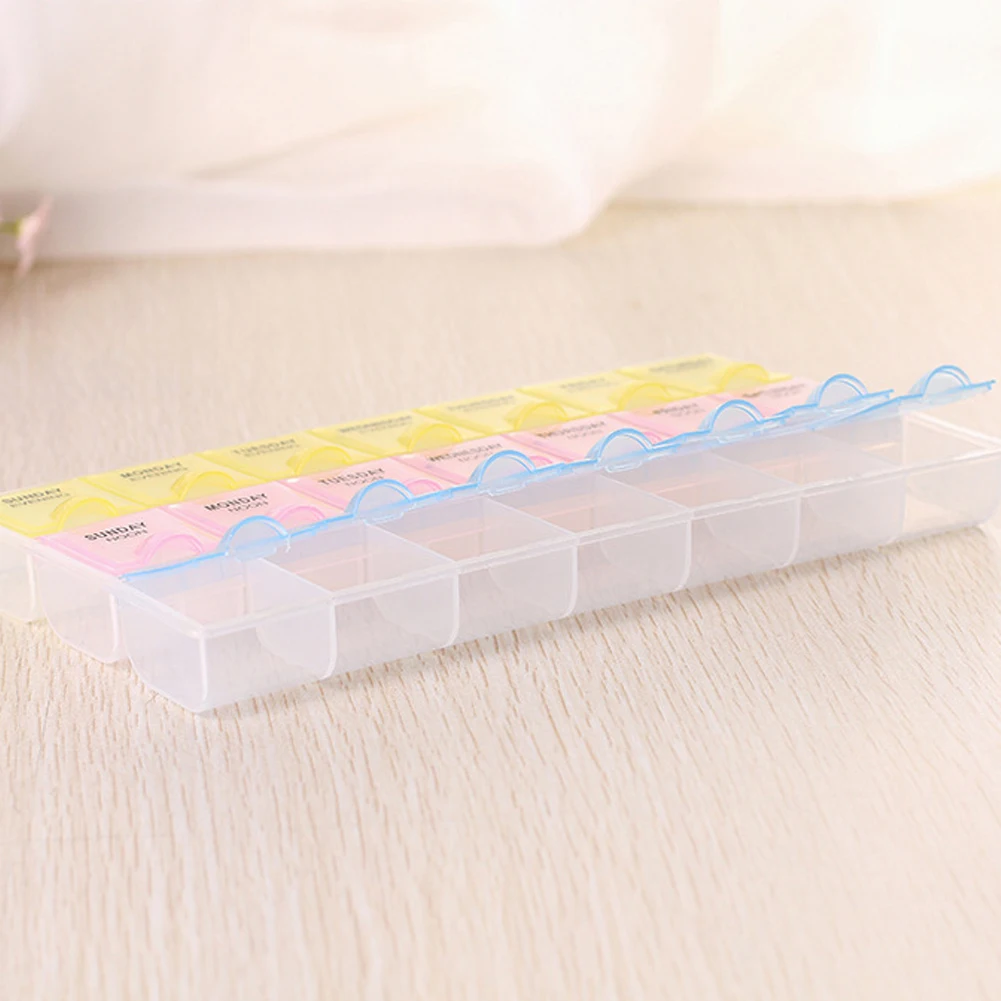 거치대 약품 보관 정리함 케이스, 주간 투명 21 구획 뚜껑, 정제 알약 상자 용기, 7 일