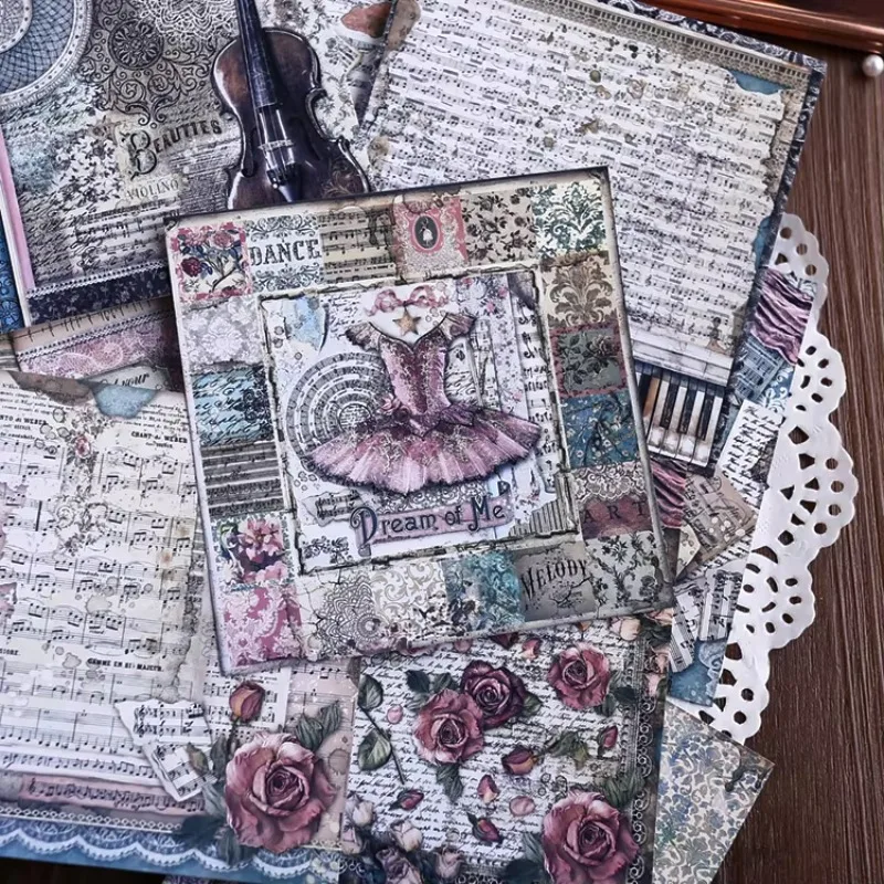 12 stücke Ballett Handbuch Aufkleber Retro Handbuch Material Papier DIY Anzug Junk Journal Hintergrund Dekoration Scrap booking