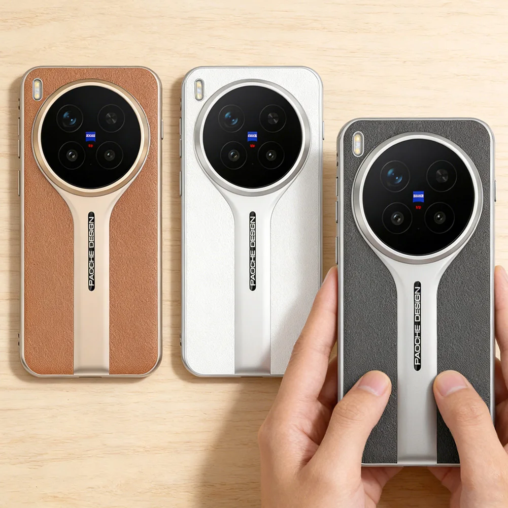 Sporty Luxury Leather Protective Case with Camera Lens Frame Raised Design