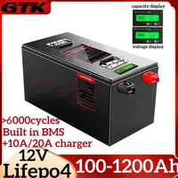 Batterie lithium LifePO4 12V 12.8V 100Ah 200Ah 300Ah 400Ah 500Ah 600Ah 800Ah 1000Ah pour système solaire avec onduleur et BMS Bluetooth 1