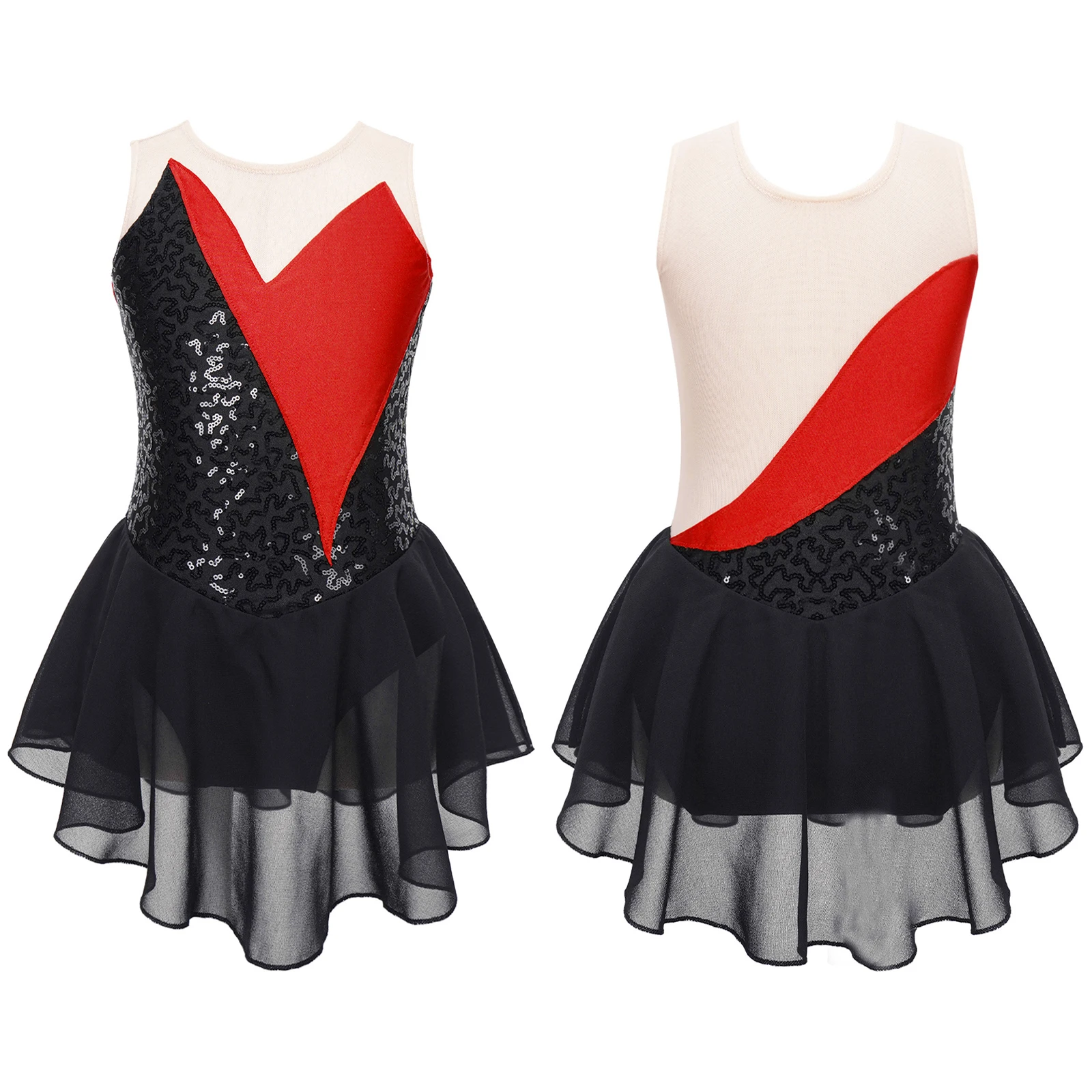 AqLeotard-Robe de Ballet pour Bol, Strass Brillants, Patinage, brev, Fibre à Volants, Mousseline de Soie, Vêtements de brevpour Enfants