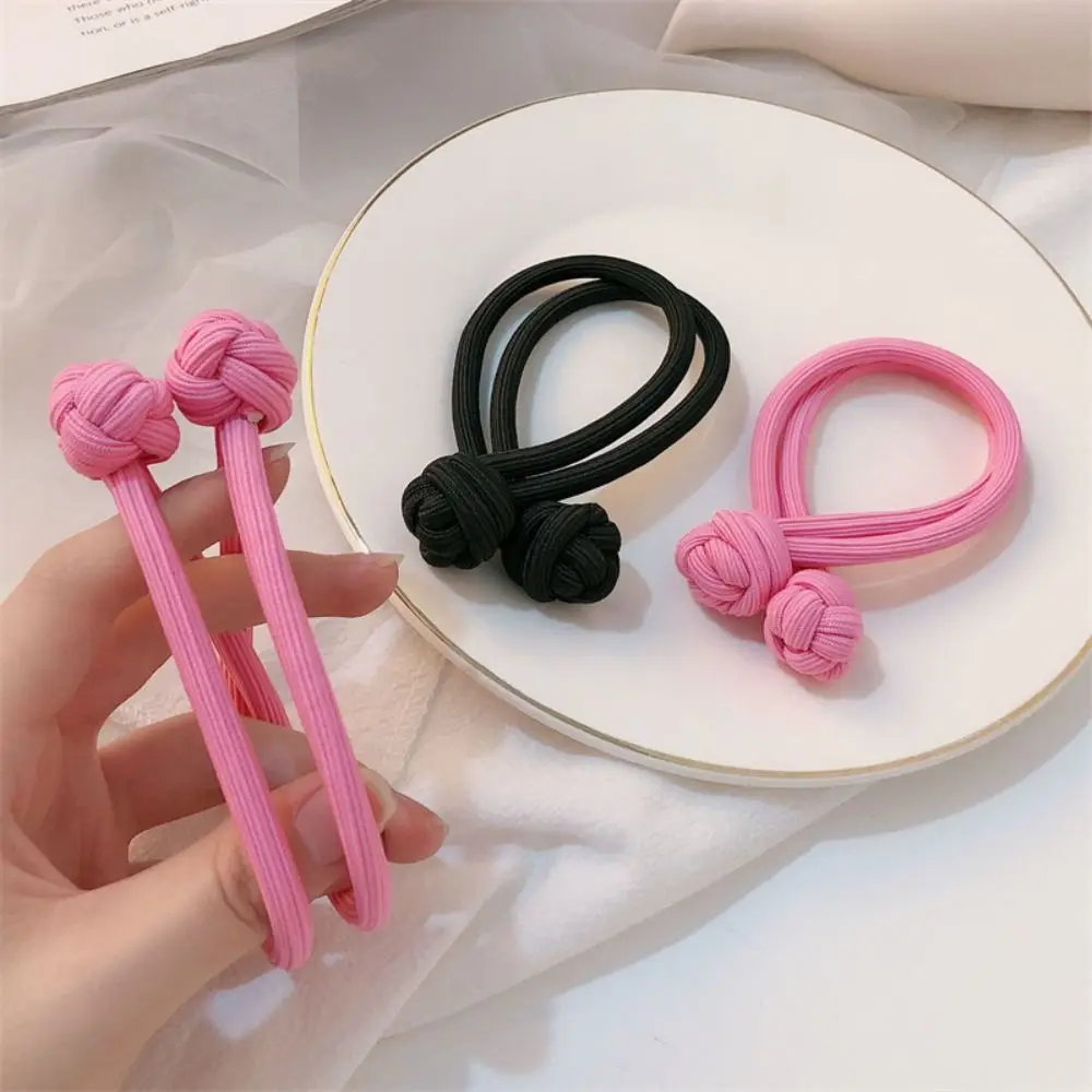 

2pcs Versatile Chinese Knot Head Rope Women Fashion Elastic High Horsetail Elastic Band Hair Rope Hair Accessories