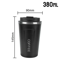 Stainless Steel Leak - Proof Travel Thermo Mug - Double - Walled Insulated Coffee Cup - 501 - 600ml (380ML Black)