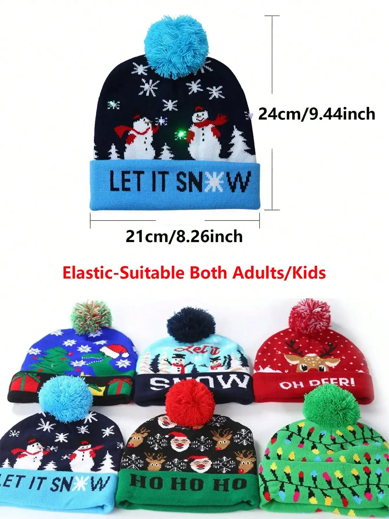 1pc Knitted Christmas Hat Santa Hat LED Light New Year Party Gift New Year Christmas Eve Accessories Decoration