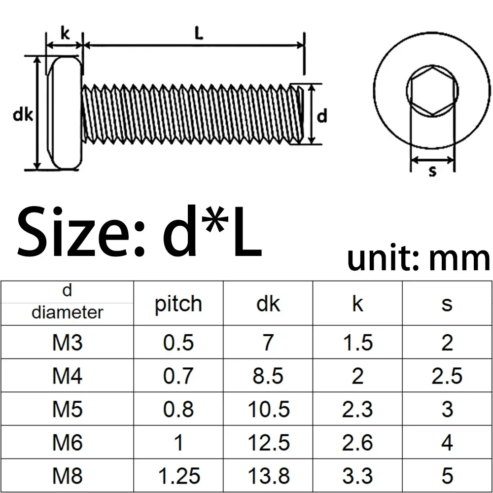 50-10PCS 304 Stainless Steel M3 M4 M5 M6 M8 Hexagon Hex Socket Hypotenuse Flat Head Screw Bolt for Down Side Furniture stainless steel bolt stainless steel screw