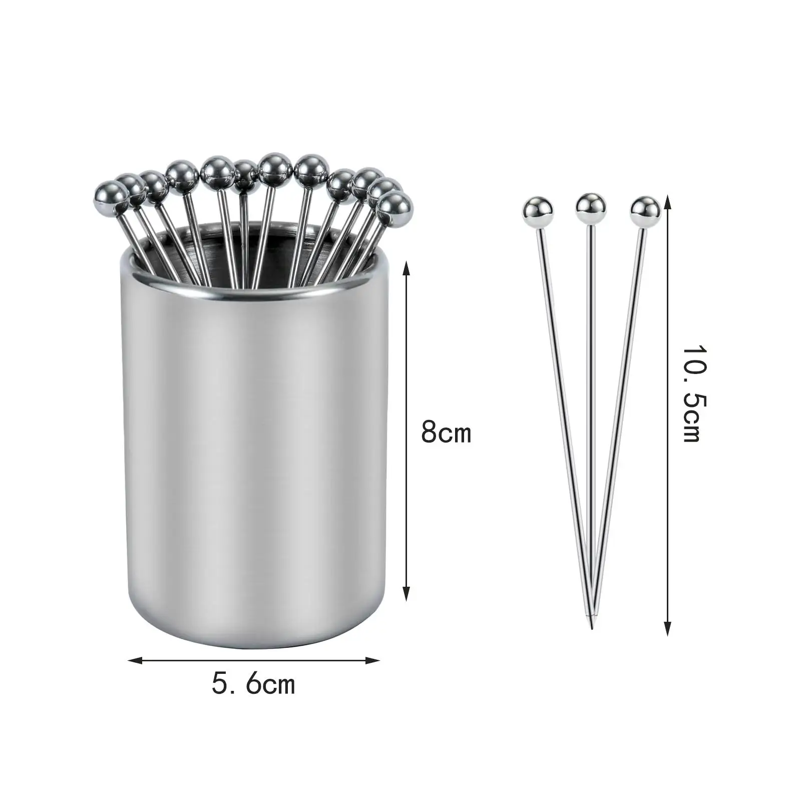 12Pcs Cocktail Toothpicks Toothpick Holder Metal for Wedding