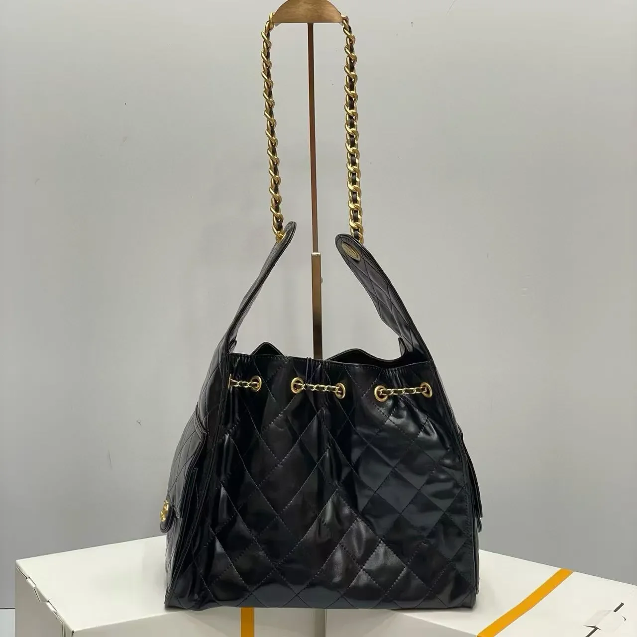 Designer Bag 25S Hobo Shoulder bag Waxed Leather drawstring Chain Bucket Bag 25C Bag high-capacity Genuine Leather Luxury Crossbody Bag