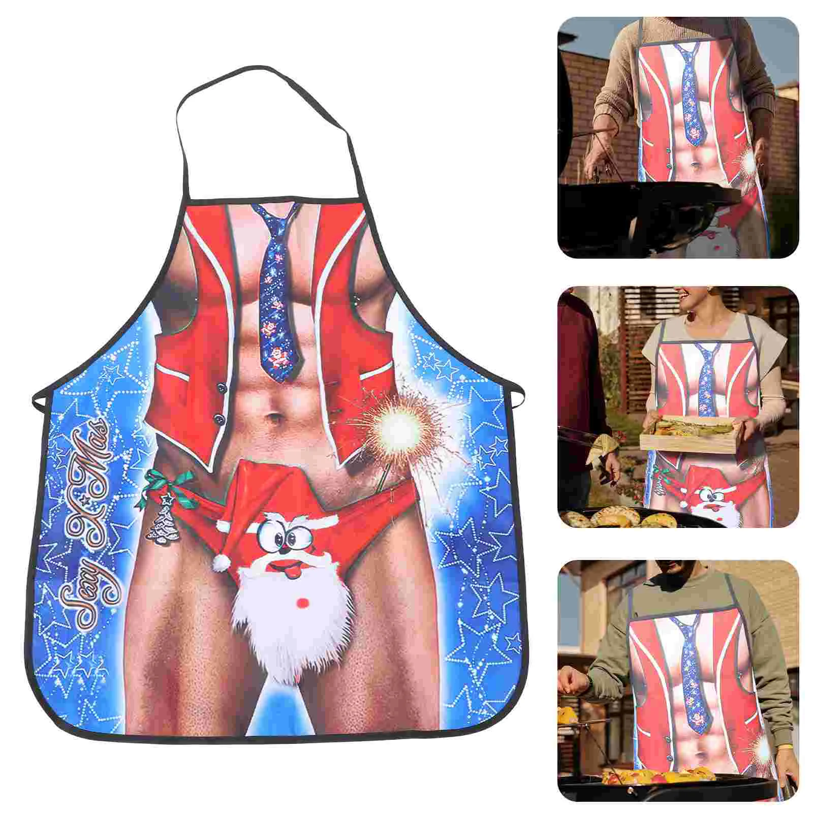 

Clean Christmas Apron Men and Women Man Married Santa Aprons Polyester for Funny Adult