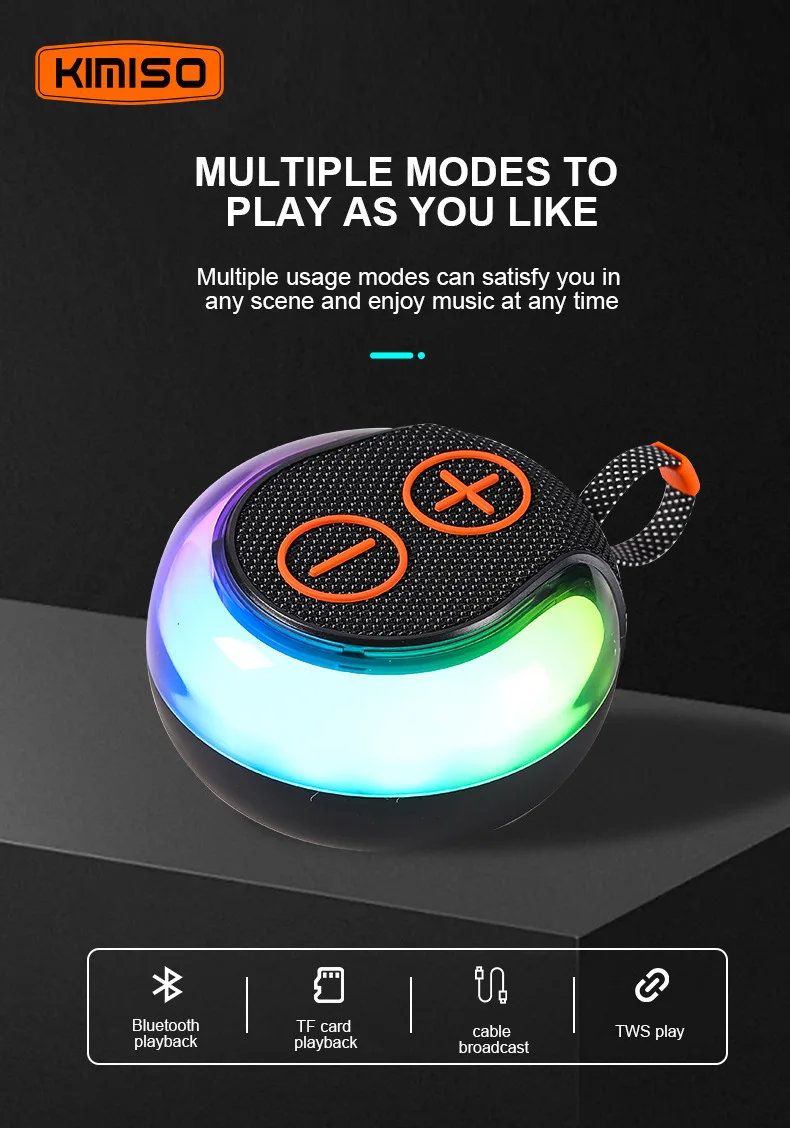 Mini Portable Waterproof Bluetooth Speaker Sound Activated RGB Mobile Music Loud Boombox Home Party TWS Wireless Subwoofer Card_voghion.com