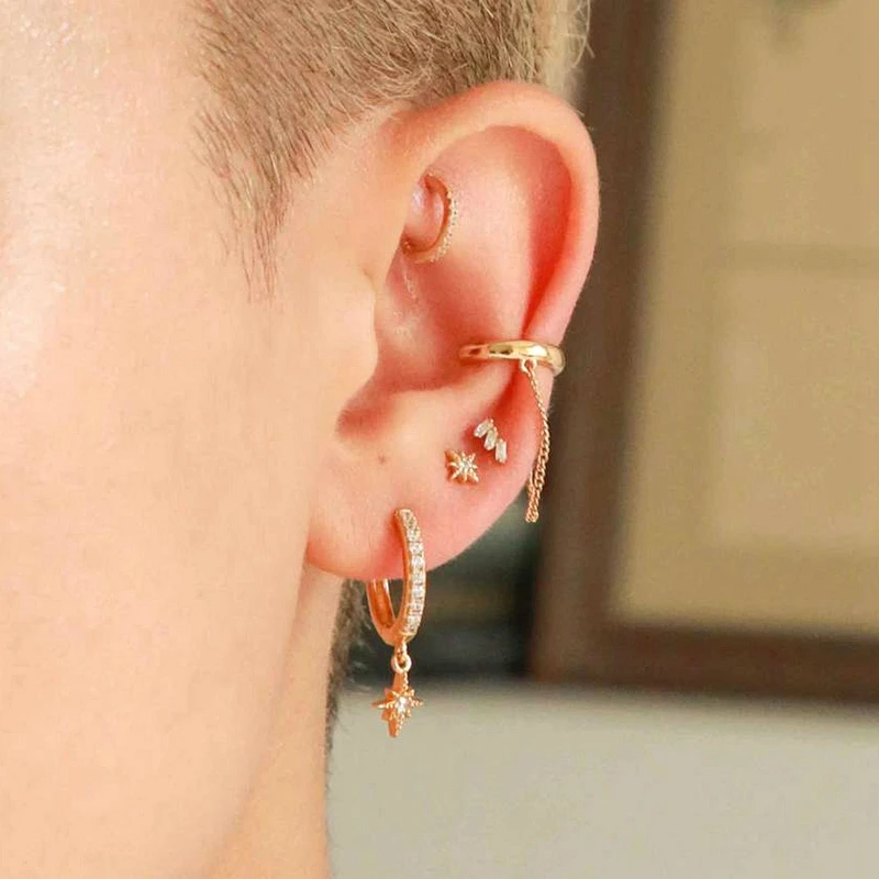Creolen aus 925er-Sterlingsilber mit Nadel, kleine Huggies-Creolen für Damen, winziger Kristall-Zirko-Anhänger, Knorpel-Ohrringe, Piercing-Schmuck – Detail 18