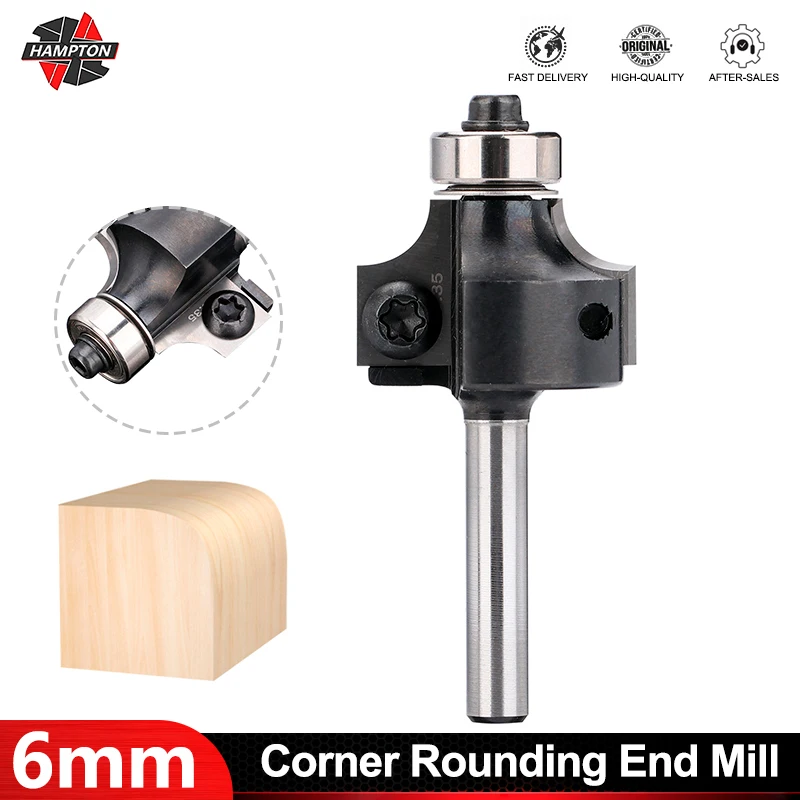 HAMPTON Eckenrundungsfräser 6mm Radius Austauschbarer Hartmetalleinsatz CNC-Fräser für Holzbearbeiter Kantenschneidfräser