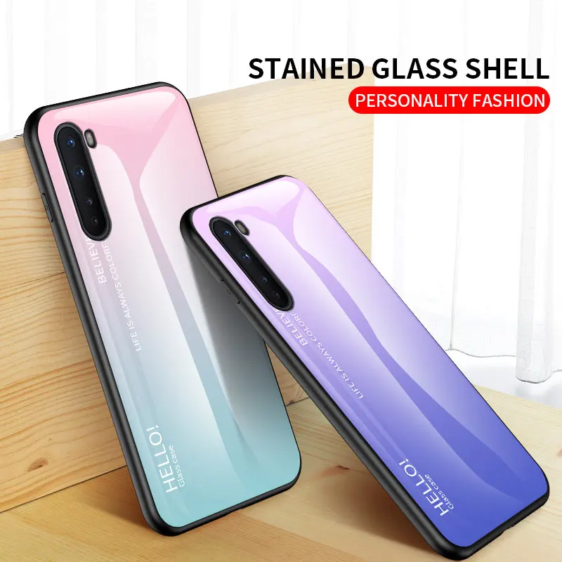 Gradient Glass Case For Oneplus 8 Nord Ac2001 Ac2003 Tempered Glass Hard Back Cover Shockproof Case For Oneplus Nord Ac2001