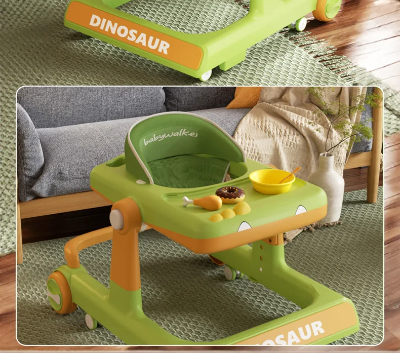 Dino Folding Baby Walker Multi-Function Anti Rollover Can Sit With Music Baby Walking Trolley Baby Stroller For 6-18 Months