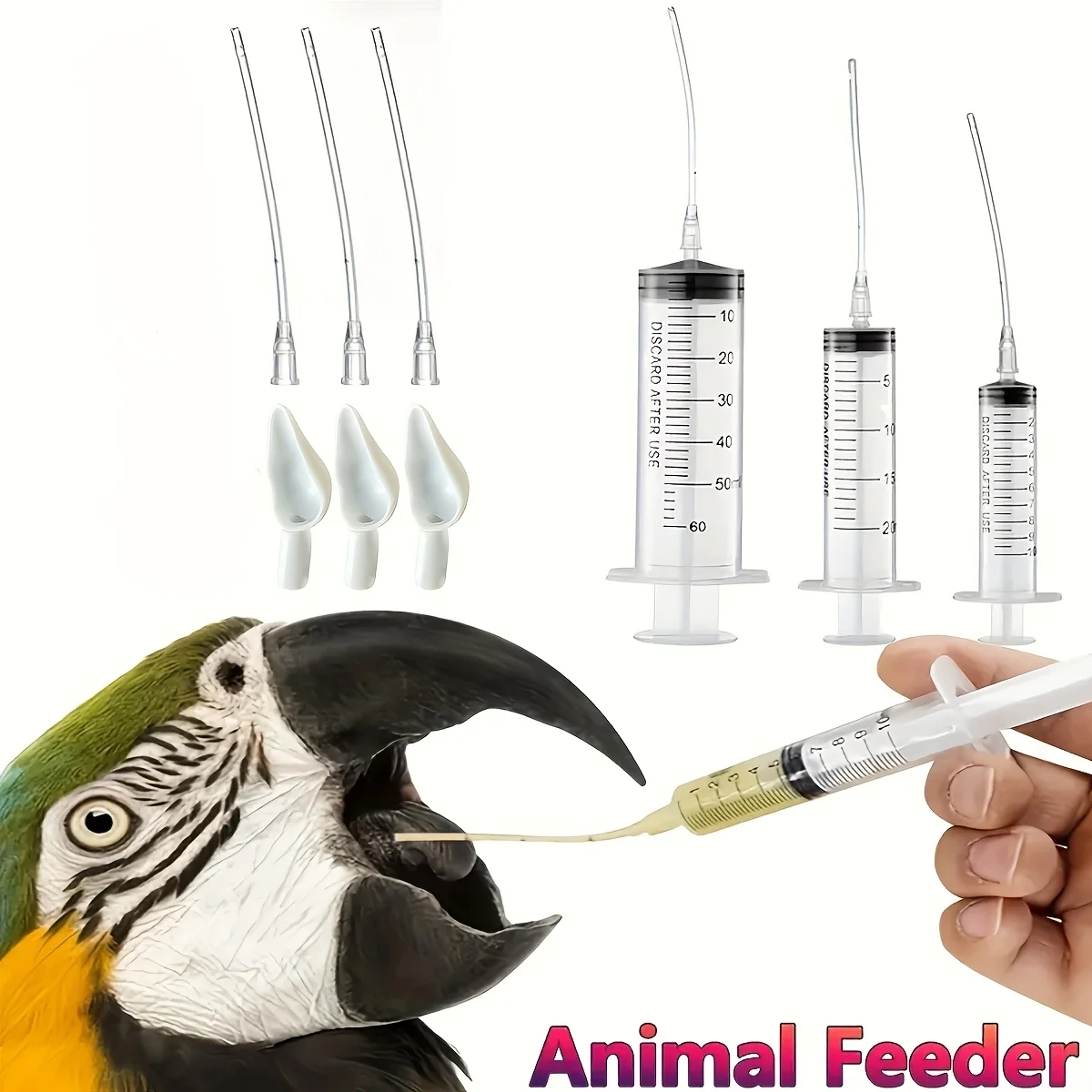 Bird Feeding Syringe Juvenile Parrot Feeding Tube Manual Syringe Birds Kittens other Small Animals bird feeding syringe 9PCS